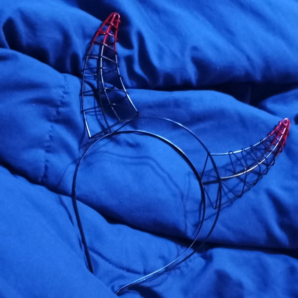 Red and black devil head band